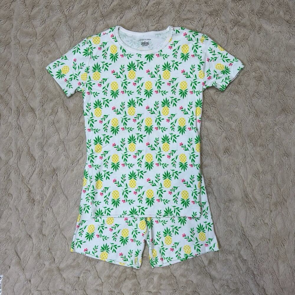 Janie and Jack Girls Pineapple Print Short Sleeve Pajama Set NWOT Size 12
